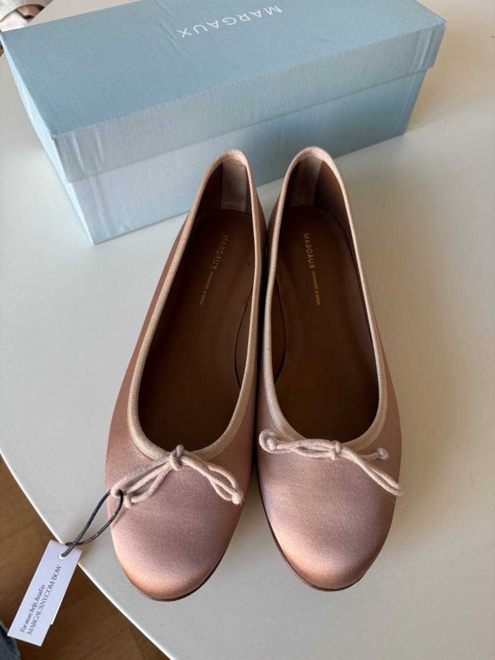 Margaux the Demi Ballet Flats in Satin Dusty Pink